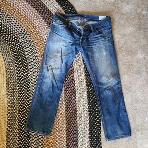 Diesel Blue Straight Jeans with Natural Distressing
